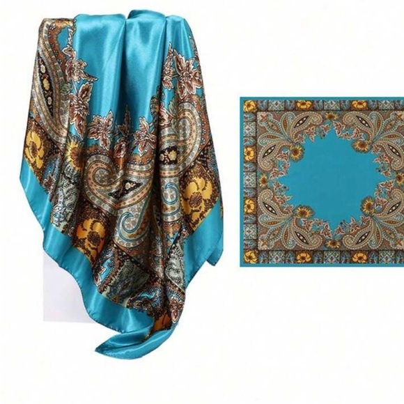 TEAL BLUE BOHO SCARF!! - Picture 4 of 6